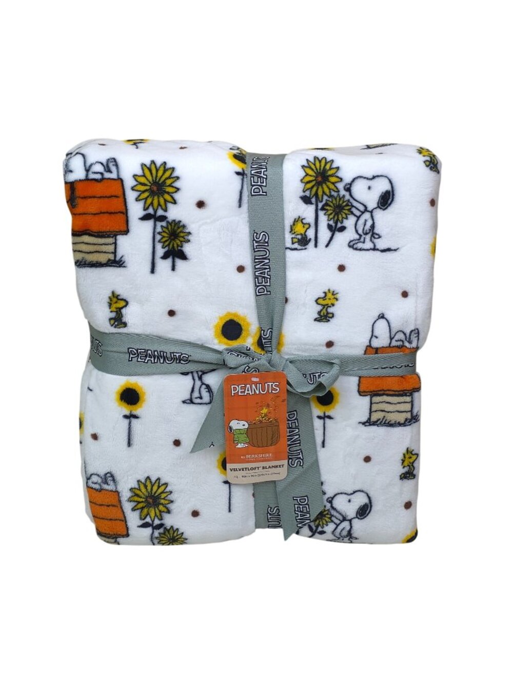 Peanuts Snoopy VelvetLoft Blanket 90"x90" Queen Sunflower Design By Berkshire